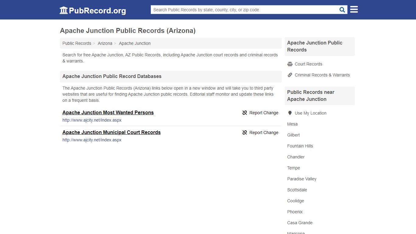 Apache Junction Public Records (Arizona) - PubRecord.org
